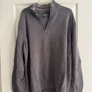 Eddie Bauer Quarter-Zip Gray Sweater 2XL